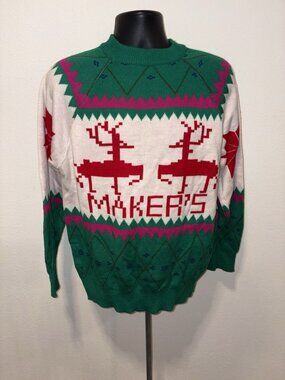 Makers Mark Bourbon Whiskey Ugly Christmas Sweater Reindeer Men Medium Vintage